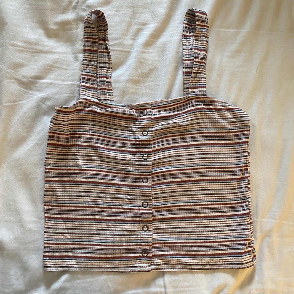 american eagle striped brown soft & sexy ribbed tank top